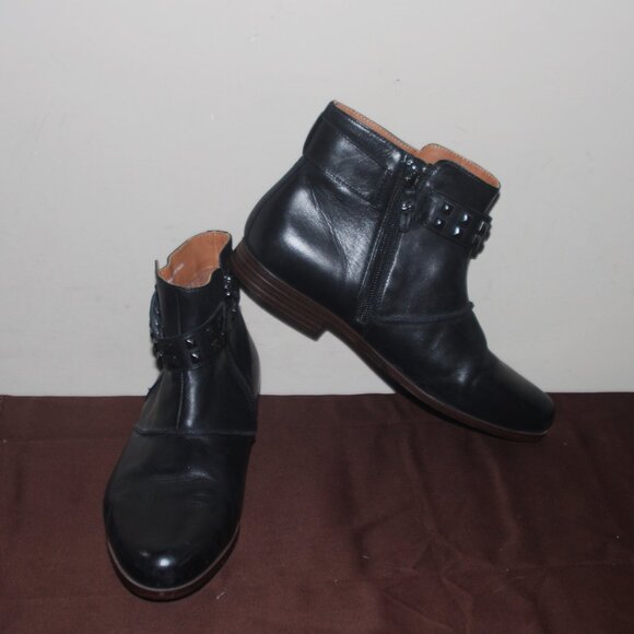 EC LADIES EARTHIES "TREANO" ANKLE BOOTS - SOFT BLACK LEATHER   8 1/2 - Picture 1 of 8